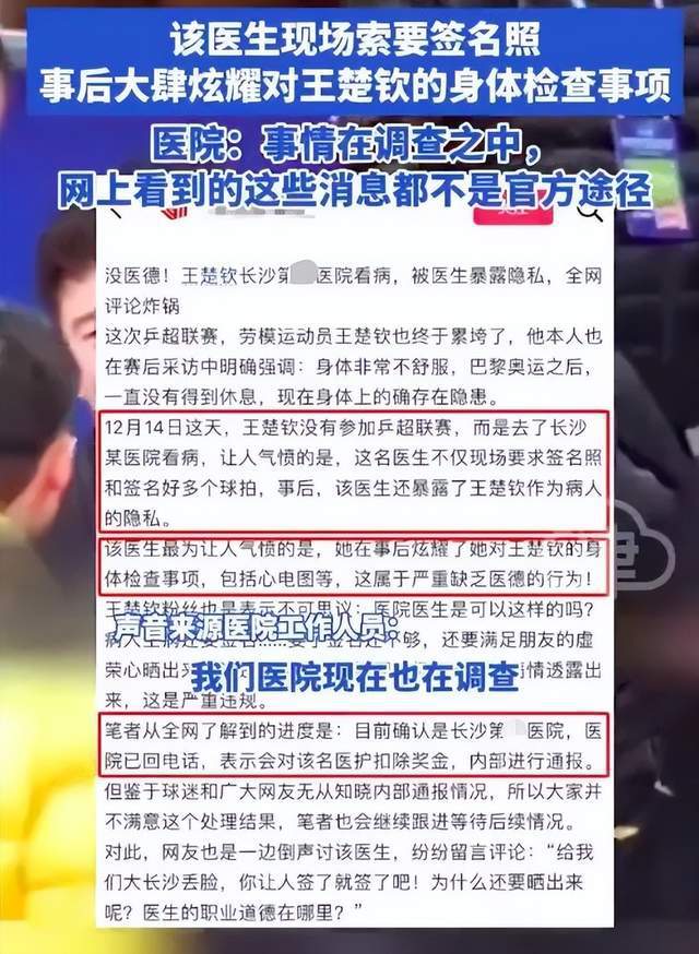 王楚欽就醫隱私遭泄露