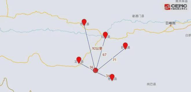 西藏地震系周邊5年最大地震